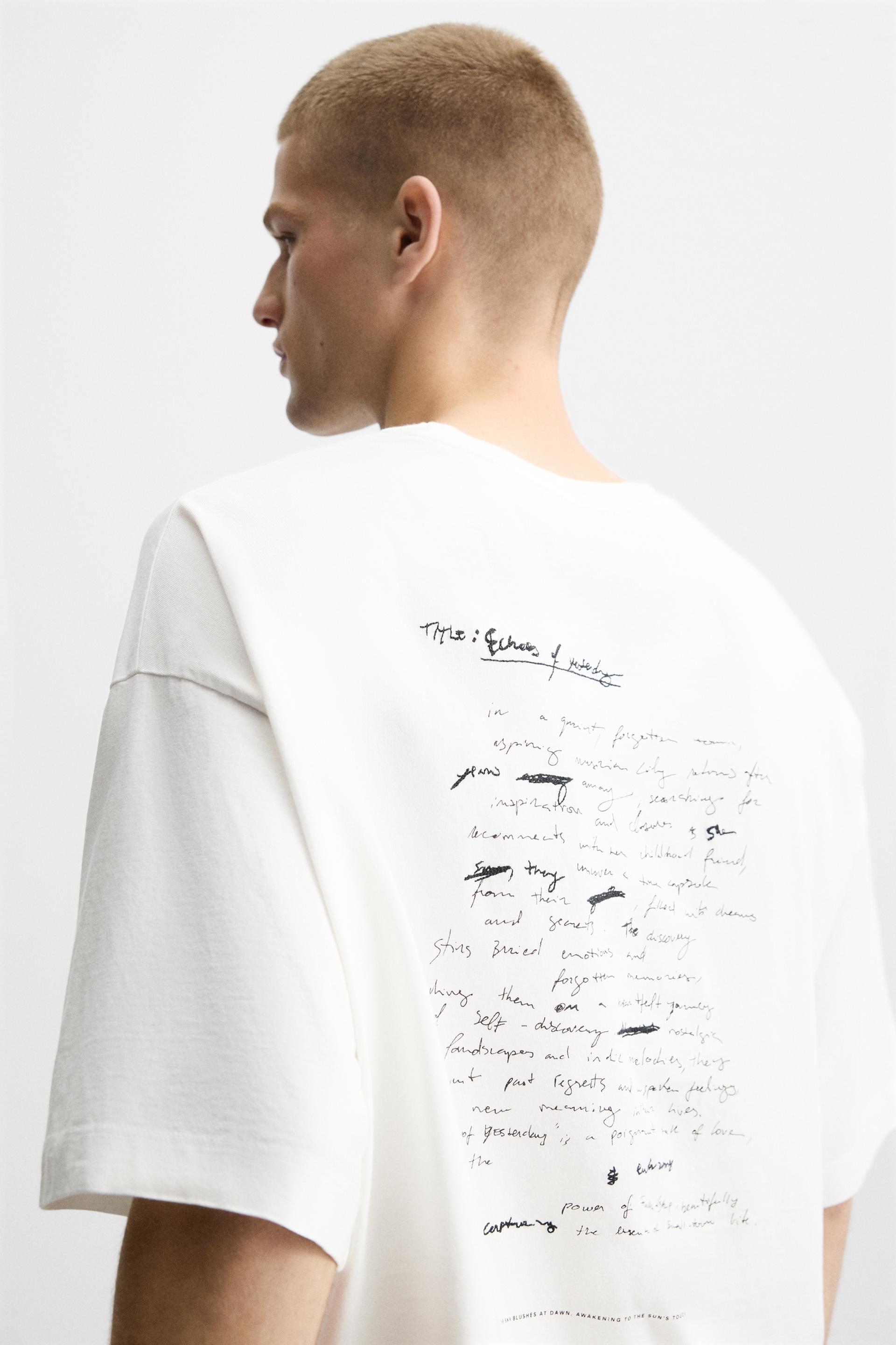 EMBROIDERED PRINT SLOGAN T-SHIRT